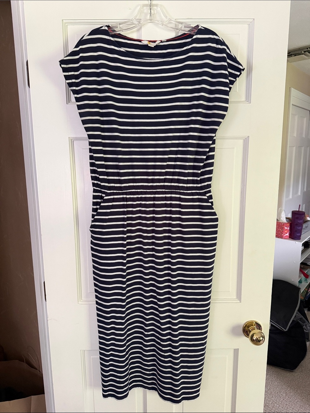 Boden Striped Navy and White Dress